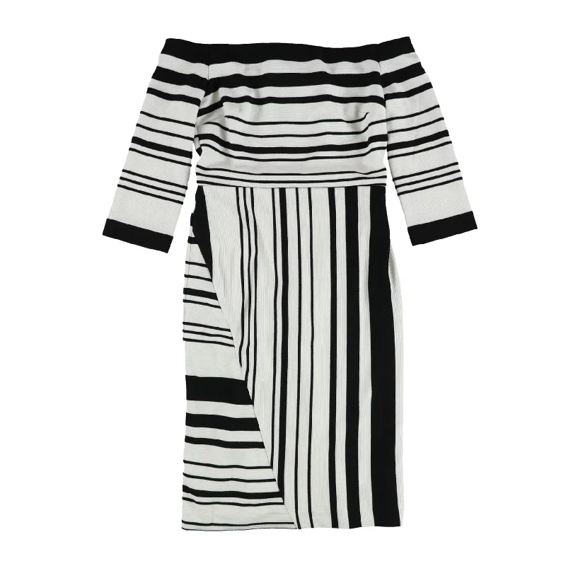 Clearance Event Bar Iii Womens Striped A-Line Bodycon Dress