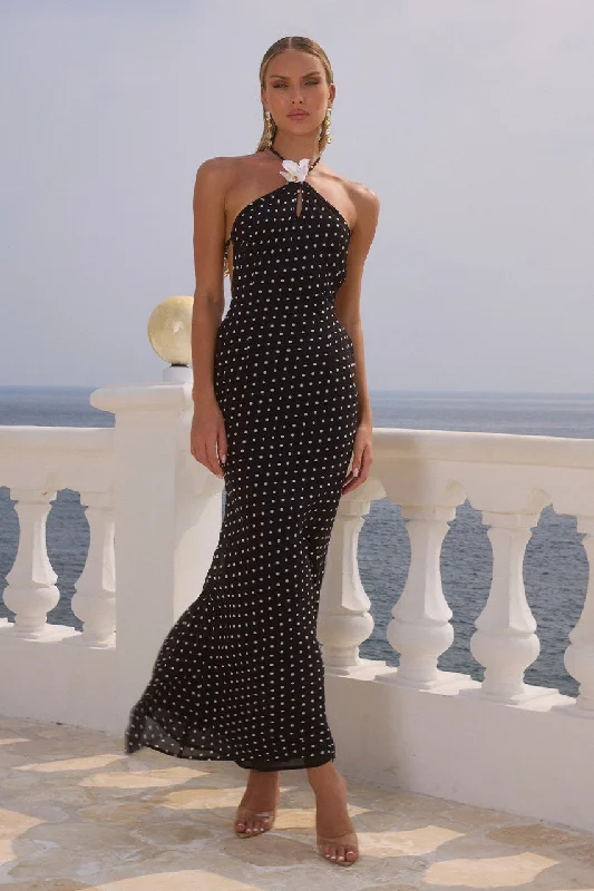 Stylish Savings VIELLA MAXI DRESS - BLACK POLKA