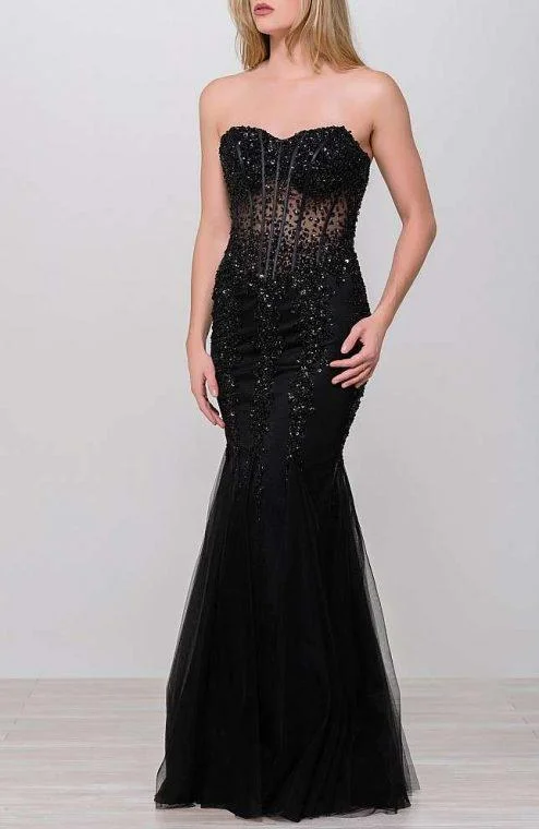 First Order Discount Jovani - 5908SC Embellished Strapless Corset Illusion Bodice Gown