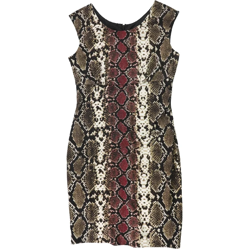 Stylish Savings Calvin Klein Womens Snake Print Bodycon Dress, Brown, 8