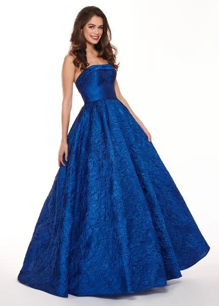 Wardrobe Refresh Rachel Allan 6490 - Strapless Straight Across Neckline Jacquard Gown